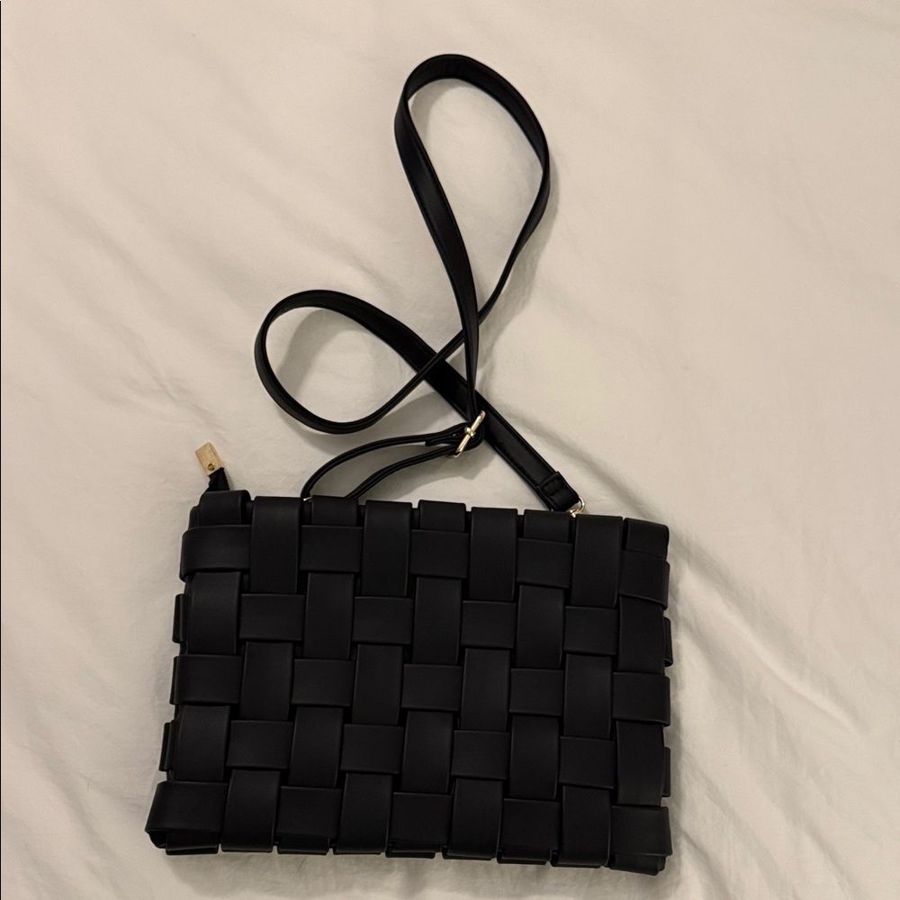 EUC Anthropologie Black Woven Women's Crossbody Bag - used once